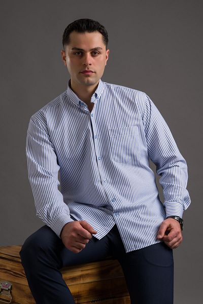 BİCAN Мъжка риза с дълъг ръкав и свободна кройка Bican Pocket