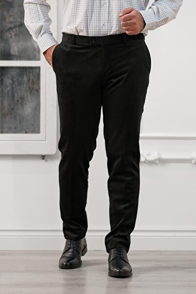 APARTRO Regular Fit Ince Fitilli Boru Paça Yan Cep Kalın Kumaş Kadife Pantolon