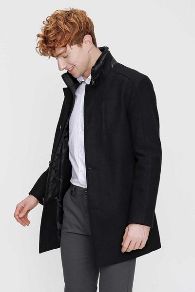 AKÇAYLAR Slimfit Judge Collar Button Κλείσιμο με πλαϊνή τσέπη γιακά με γούνινη επένδυση Παλτό με ένα σχιστό κασμίρ