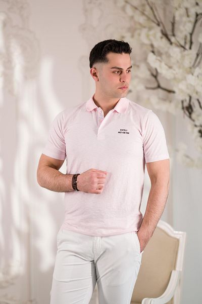 AKÇAYLAR Καλοκαιρινό ανδρικό μπλουζάκι Polo Neck Buttoned Cotton