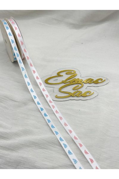 E Elmas Single Baby Foot Patterned Satin Ribbon (1 cm 10 meters)