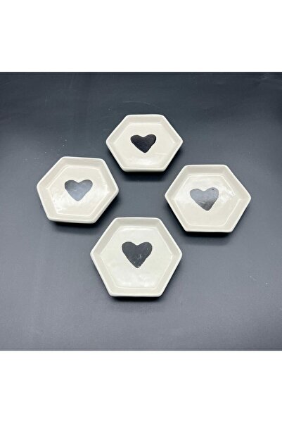 MeGgDecor 4'lü Siyah Kalpli Sosluk Lokumluk