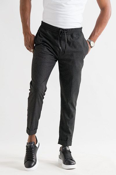 AKÇAYLAR Ανδρικό παντελόνι Jogger Slimfit χωρίς κάλυψη, ριγέ, ελαστική μέση, διπλό και στενό πόδι