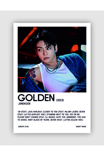 fırsatlar diyarı JUNGKOOK Golden K-pop Duvar Posteri - Duvar Dekoru - Kalın K...