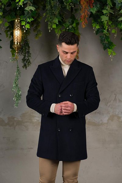 Sır Ανδρικό παλτό με διπλό μυτερό γιακά Fishy Cashmere Regular Fit