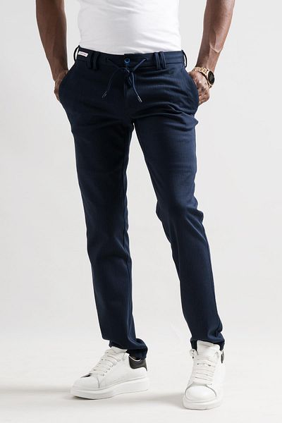 Ecer Slimfit Elastic Waist and Thread Striped Cotton Winter Fabric Men's Jogger Pants