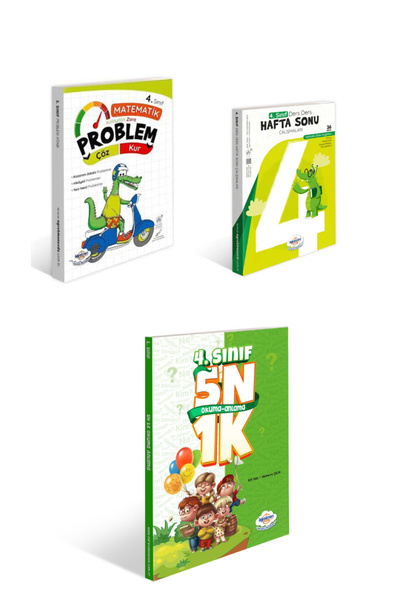 öğretmen evde 4.Sınıf Haftasonu Çalışmaları-Problem-Okuma Anlama Kitabı Set