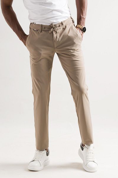 Ecer Ανδρικό παντελόνι Jogger Slimfit με ελαστική μέση και νήματα από πολυαμίδιο ελαφρύ γυαλιστερό χειμερινό ύφασμα