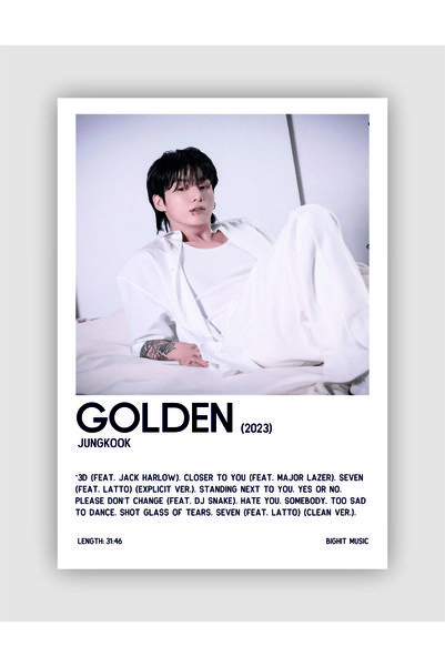 fırsatlar diyarı JUNGKOOK Golden K-pop Duvar Posteri - Duvar Dekoru - Kalın K...