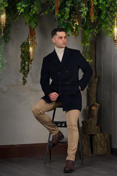 Sır Ανδρικό παλτό με διπλό μυτερό γιακά Fishy Cashmere Regular Fit