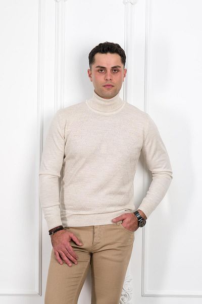 Woolen World Ανδρικό πουλόβερ με κανονική εφαρμογή με ψηλό λαιμό