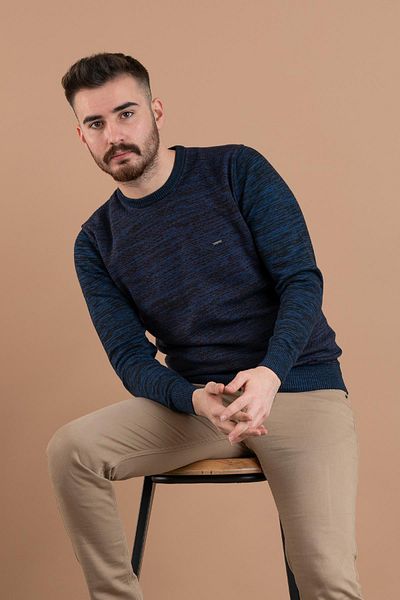 Dorss Мъжки трикотажен пуловер Slimfit с шарки и нулева яка