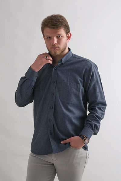 BİCAN Мъжка риза Bican Casual Cut с джобна яка и копчета, зимна, от плат
