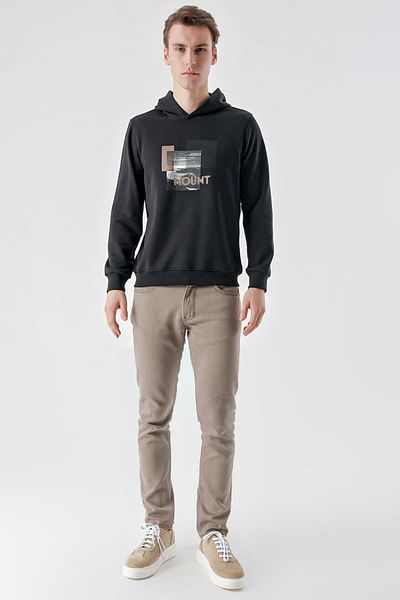 AKÇAYLAR Slimfit Hooded Front Printed 2 Thread Men's Sweatshirt