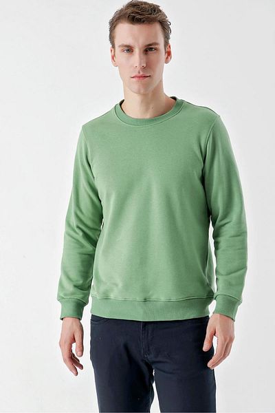 AKÇAYLAR Ανδρικό φούτερ Slimfit Crew Neck μονόχρωμο 2 νήματα