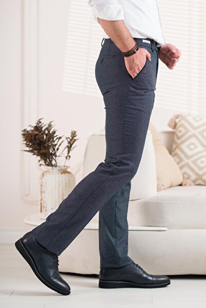 Ecer Regular Fit Kuş Gözü Desenli Erkek Kumaş Pantolon