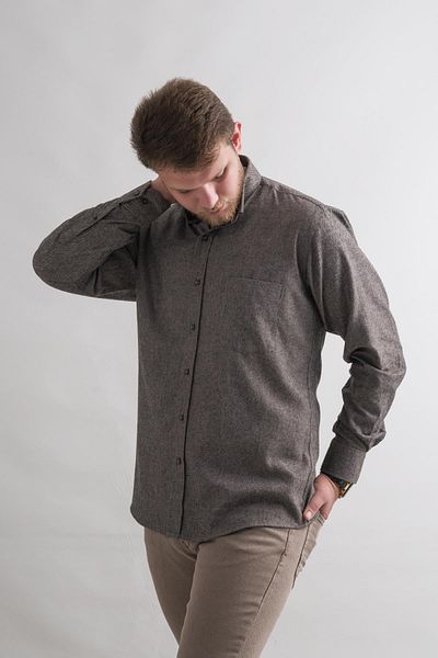 BİCAN Ανδρικό πουκάμισο Bican Casual Cut Pocket Lapel Button Χειμερινό ύφασμα