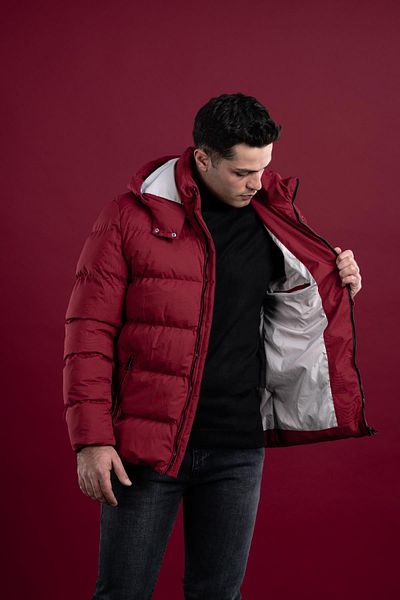 AKÇAYLAR Мъжко пухено яке Slimfit с качулка и подплата