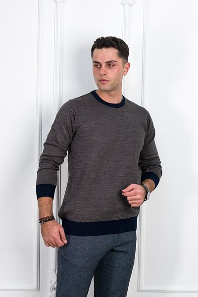 Woolen World Мъжки пуловер с нулева яка и стандартна кройка