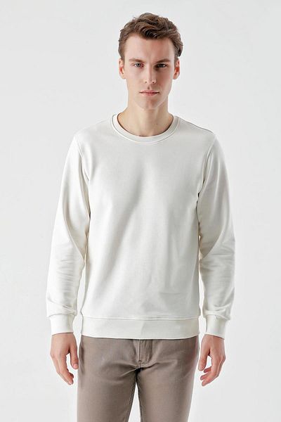 AKÇAYLAR Slimfit Crew Neck Solid Color 2 Thread Men's Sweatshirt