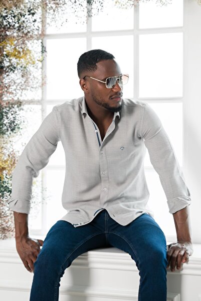 Paul Martin Slim Fit Seersucker Long Sleeve Men's Summer Shirt