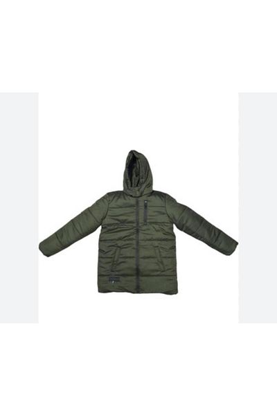 Kabancı Boy's Coat Hooded Zippered Pocket Black (4-12 Years)