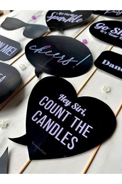 The Istanbul Event 10-Piece Black Speech Bubble Set with Birthday Sticks - It's Your Birthday - Let's Party