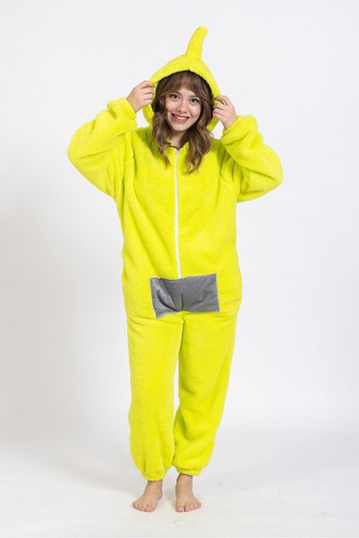 Meri Merimu Kadın Boydan Fermuarlı Yeşil Teletabi Model Tulum Pijama Takımı