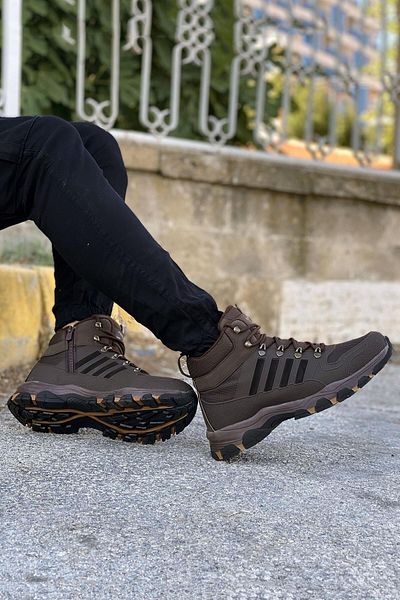 BIG KING Καφέ ριγέ λαστιχένιες μπότες Trekking Unisex
