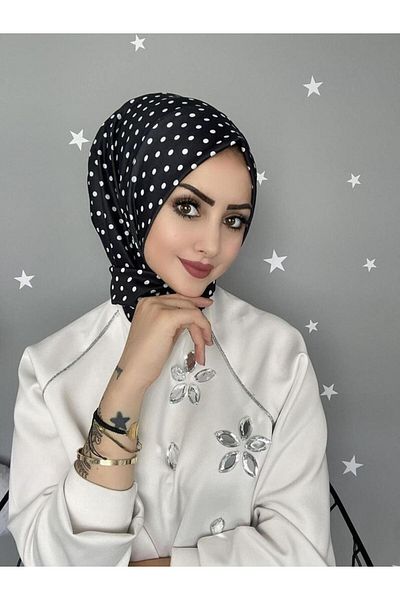 OykumBone DC11 Patterned Snap Fastener Ready Practical Hijab Daily and Pool Bonnet Hijab Women's Shawl Scarf