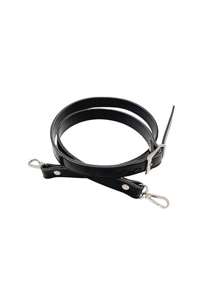 angel çanta aksesuar Angel Black Patent Leather Handbag - 120X2 cm Buckle and Silver Metal Handle