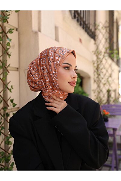 OykumBone DC23 PATTERNED Ready-made Hijab practic cu închidere cu capse pentru zi cu zi și șapcă de piscină Hijab eșarfă pentru femei