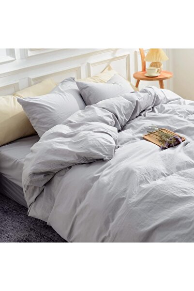 Good Morning طقم غطاء لحاف وغطاء وسادة بلون واحد (بدون ملاءة)