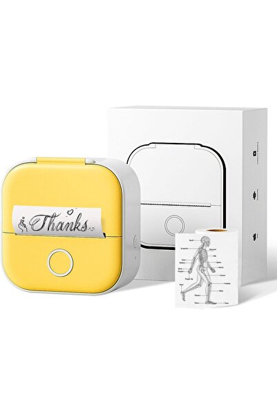 Phomemo T02 Mini Yazıcı, Sarı, Sticker Yazıcısı, Öğrenciler İçin Eğitim Yardı...