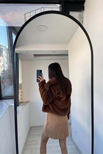 NAVY Широка яка Reks кожено палто