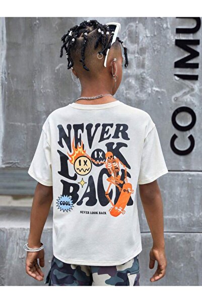 MORNİNG KİDS Tricou cu imprimeu pentru copii, alb, Never Look Back Back Back ...
