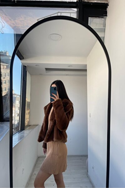 NAVY Широка яка Reks кожено палто