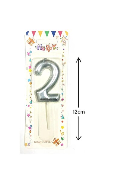 Bkmc BÜYÜK BOY 2 RAKAM GÜMÜŞ MUM 12CM