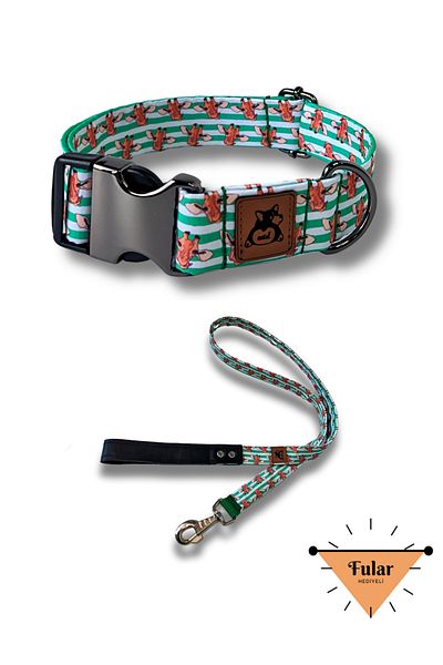 UTDpet Giraffe Dog Collar and Travel Dispatch Strap Set (With Scarf Gift)