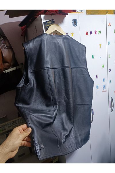 NYC GİYİM TEKSTİL Genuine Lambskin Hunting Vest Black Color