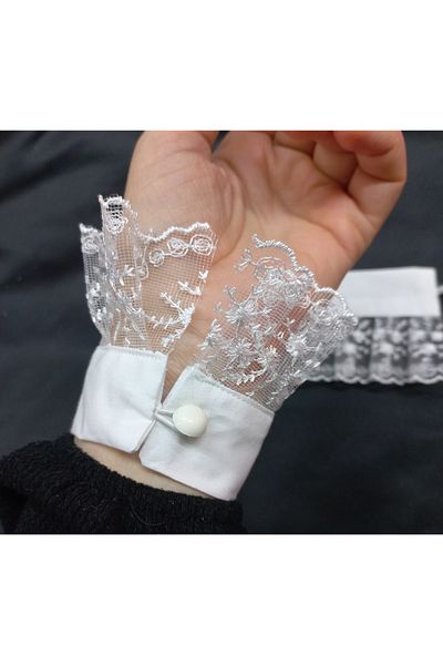 es moda shop Aden Lace Removable Cuff Bracelet White
