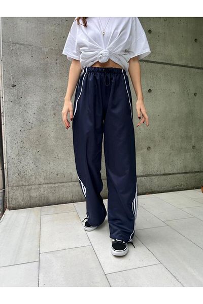 Gofeel Blue Line Detail Vintage Wide Leg Sweatpants