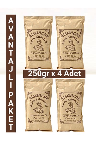 Alsancak Kuru Kahvecisi 1967'den Beri 100% Arabica Turkish Coffee - Medium Roasted, 250gr X 4 Pieces