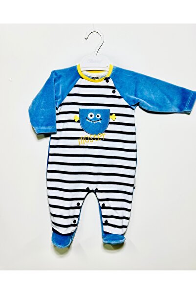 Kidstrend Erkek bebek 0-6 ay canavar kadife tulum