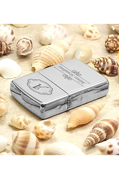 Genel Markalar Gümüş Renk Baş Harf Premium Tasarımlı Özel Kutusunda Zippo Tarzı Çakmak