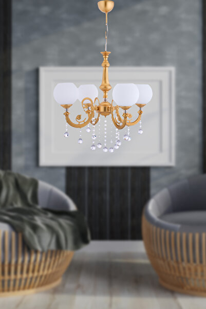 polataydinlatma Turna 4 Lü Lüx Camlı Avize (gold)