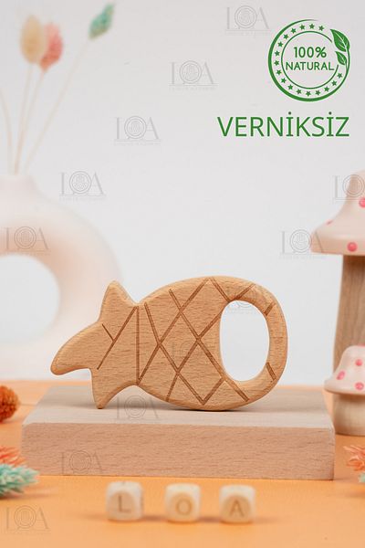 LANDOFACCESSORY Wooden Teether - Tooth Soothing - Natural Non-Varnished Teether
