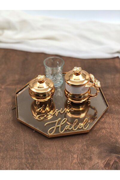 Denseden Damat Fincan coffee tray, İsteme coffee cup, lokum bowl, coffee side glass