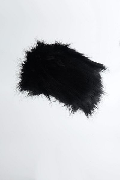 Kapin Black Faux Fur Plush Heart Hat