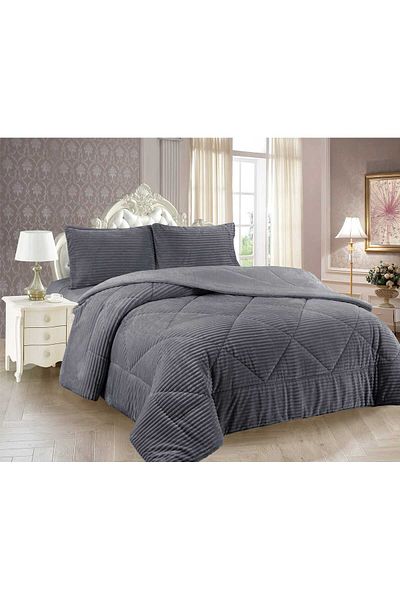 gülce home Sherpa Double Sided Quilt Set (Sleeping Set) Double 3 Pieces